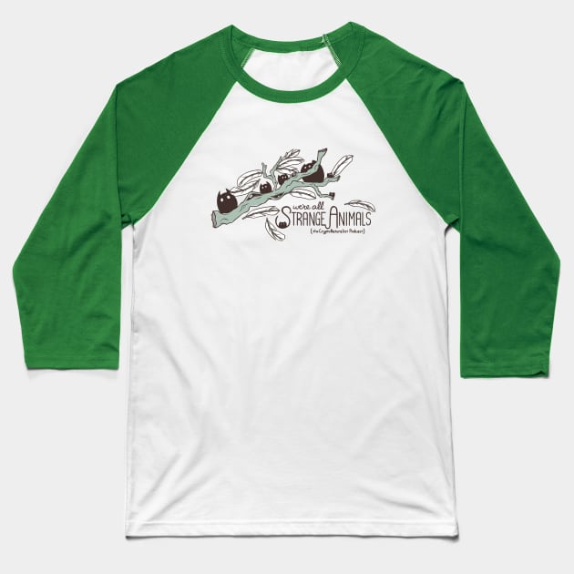 Strange Animals (Owls) Baseball T-Shirt by Cryptonaturalist